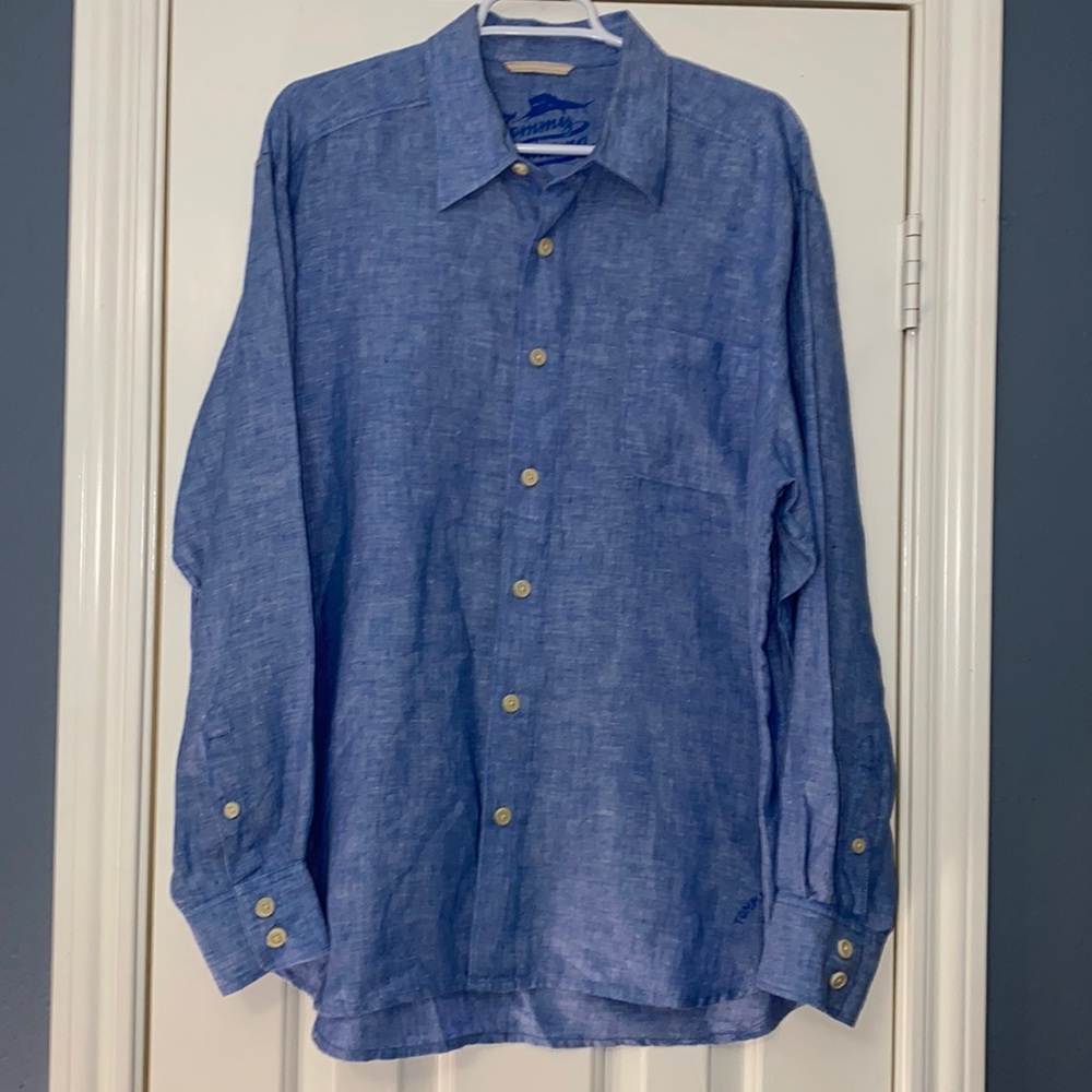 Tommy Bahama 100% Linen Long Sleeve Button Up Shirt Size L